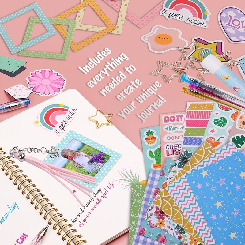 BEARUN DIY Journal Kit for Girls, Scrapbook & Diary Supplies Set, Birthday Gifts for Teen Girls Craft Sets - Unleash Creativity Journaling Art Crafts Kit - Ideal Gifts for 8 9 10 11 12 13 14 Year Old Girl - Image 3